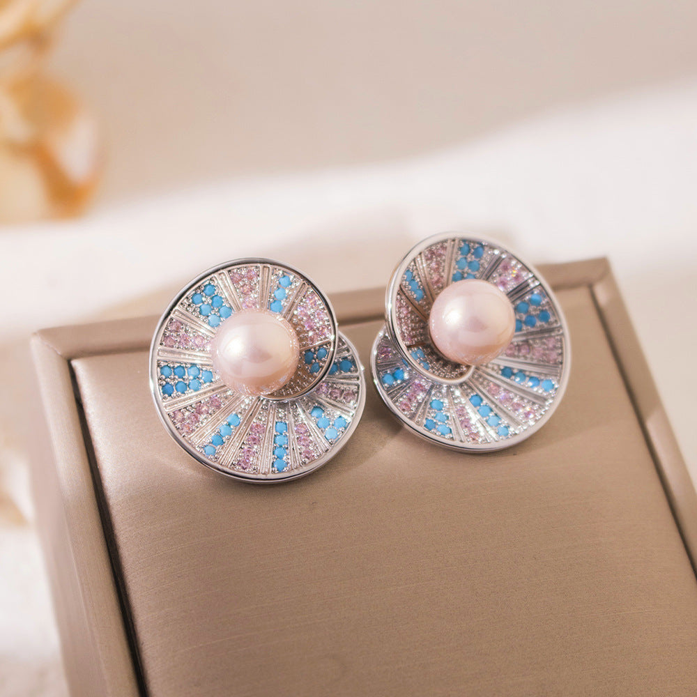 Wholesale Real Gold Electroplated  Conch Pearl Earrings