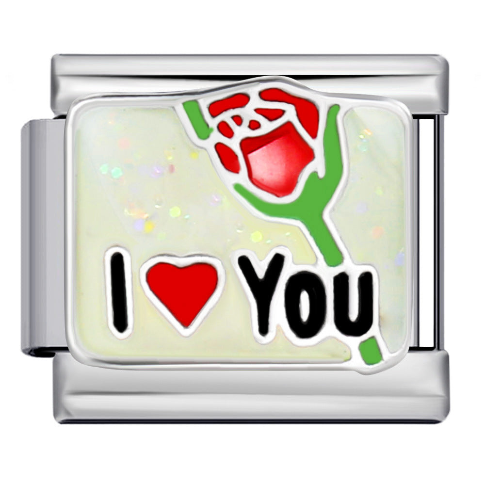 Wholesale Italian Charm Bracelet  flower pattern strap Stainless Steel Composable Bracelet