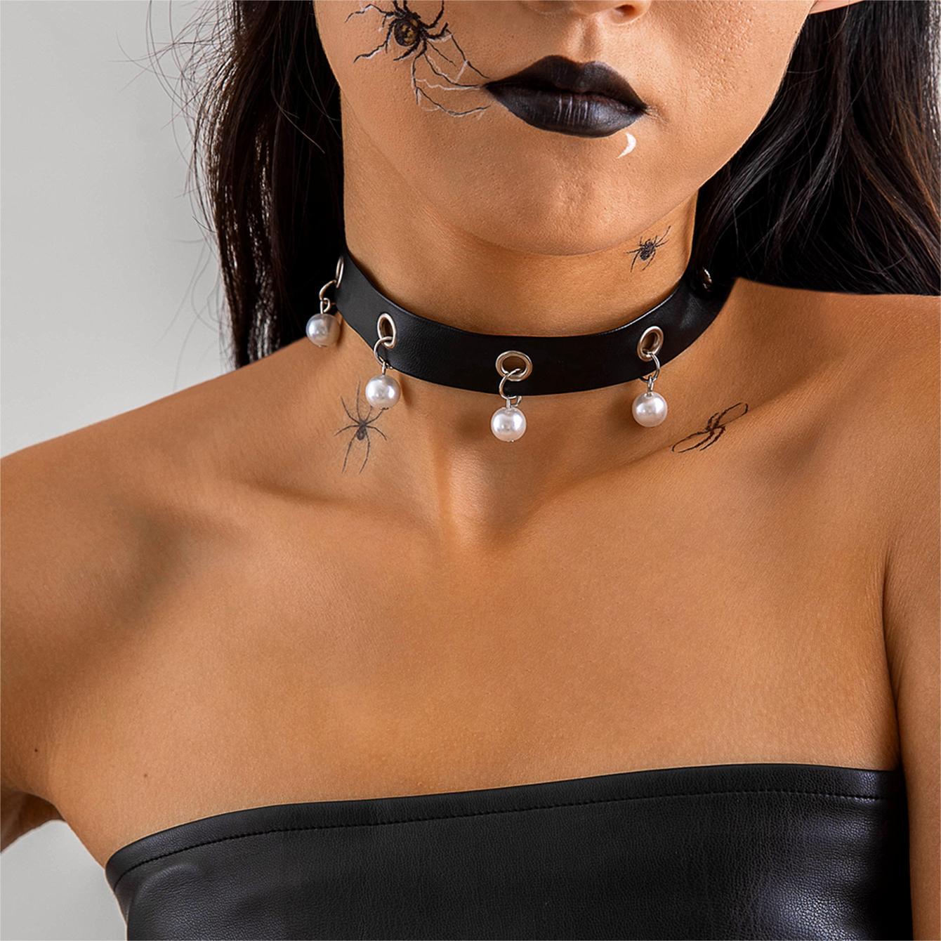 Wholesale   Cloth  Punk Metal Collar Flannel Necklace