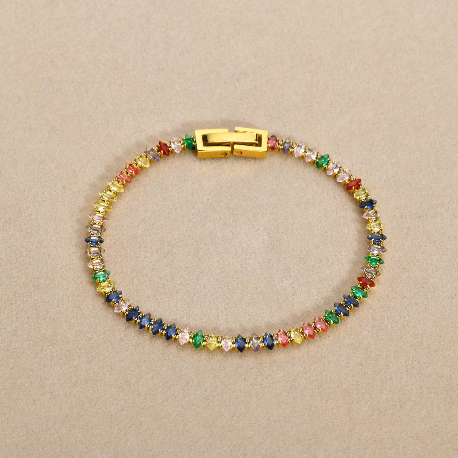 Wholesale Stainless Steel Gold Tone Marquise Zircon Bracelet Summer Chic Everyday Wear Women S Jewelry Accessory