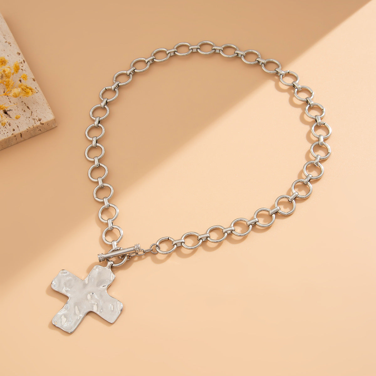 Wholesale Punk Cross Necklace With Heart Pendant For Women OT Chain Clavicle Jewelry Accessory Trendy Gift For Boutique Resale