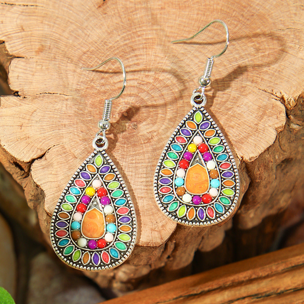 Wholesale Electroplated Alloy Drop Earrings Retro Bohemian Style Trendy Jewelry Accessory