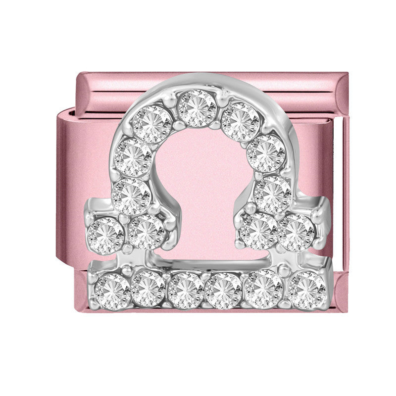 Wholesale Trendy Pink Zodiac Pisces Bracelet Charm Stainless Steel Crystal DIY Jewelry Accessory For Party Gift