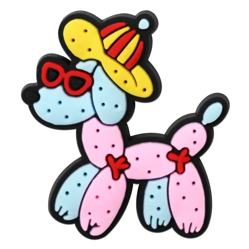 Wholesale Random 100pcs Cartoon Balloon Dog Series  PVC Soft Rubber Shoe Buckle Decoration