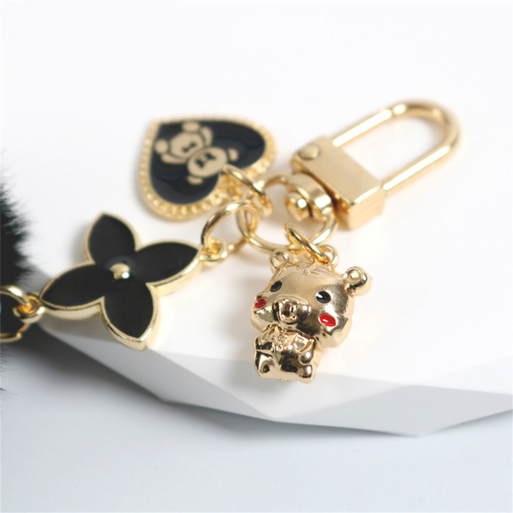 Wholesale Heart Bear Fur Ball Keychain Creative Pom Pom ACC-KC-KaWu005