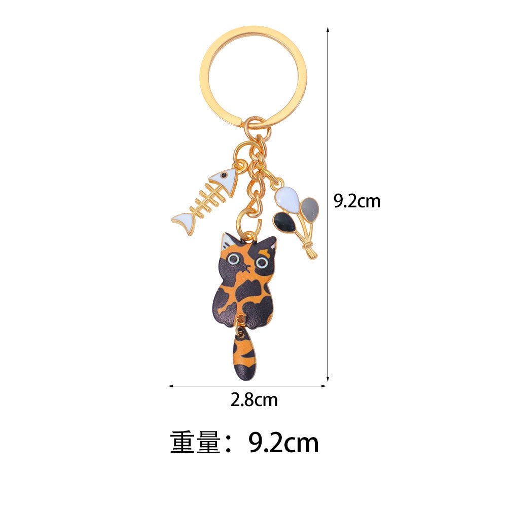 Wholesale Zinc Alloy Cartoon Cat Keychain With Movable Tail Trendy Animal Design Bag Charm Or Car Key Accessory Electroplated Finish Fashion Accessory For Gift And Boutique Resale