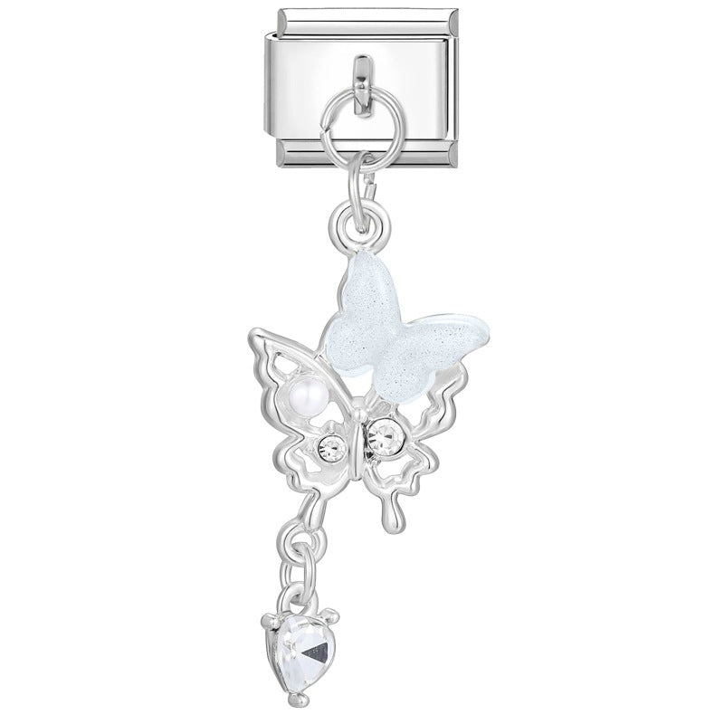 Wholesale Charms module handmade colored diamond pendant personalized butterfly moon DIY module bracelet