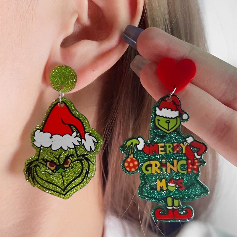 Wholesale Christmas Tree English Clown Acrylic Earrings