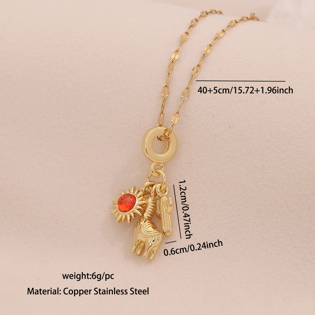 Wholesale Four-leaf Clover Pendant Color-Retaining DIY Heart  Necklace