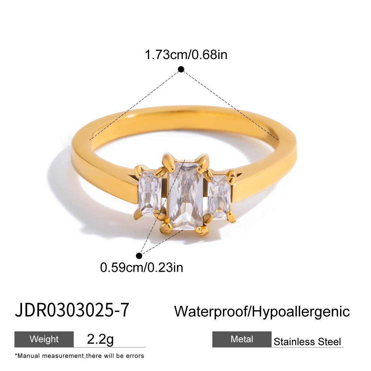 Wholesale 18K Gold Stainless Steel Round White Zircon Double-Layer Cut Out Ring