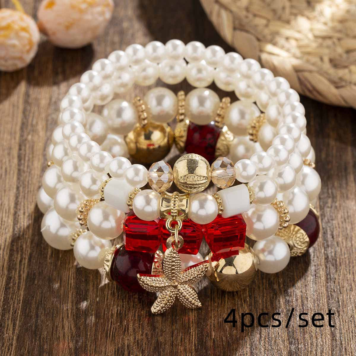 Wholesale Bohemian Creative Starfish Pearl Multi-layer Beaded Bracelet ACC-BT-Lijie006