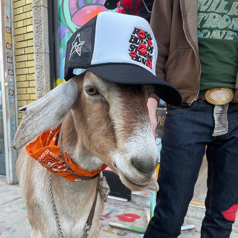 Wholesale Lips Hat Mesh Cap Letters Embroidery Baseball Cap ACC-HT-JiangSheng001