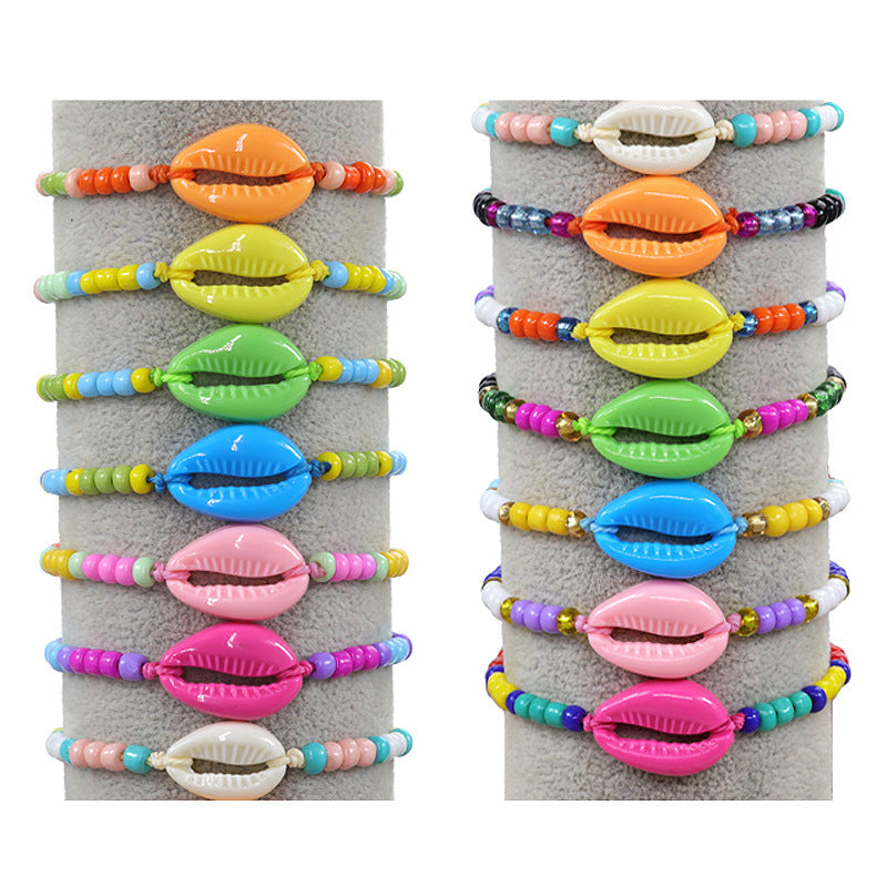 Wholesale Bohemian Style Acrylic Shell Colored Rice Bead Woven Bracelet ACC-BT-YiYe002