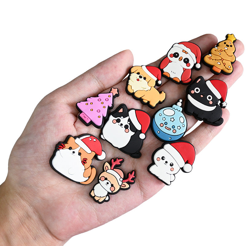 Wholesale Random 100pcs Cute Little Animal Christmas Series PVC Soft Rubber Shoe Buckle Decoration ACC-SC-RYY069