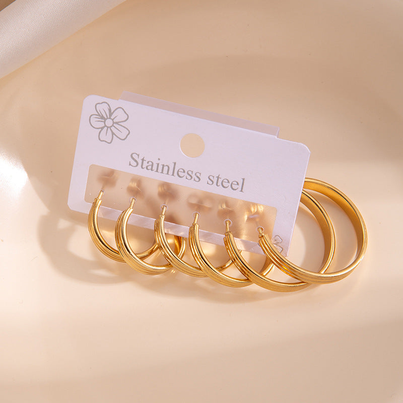 Wholesale Minimalist Gold-Plated Stainless Steel Hoop Earrings,  Trendy Jewelry Accessory