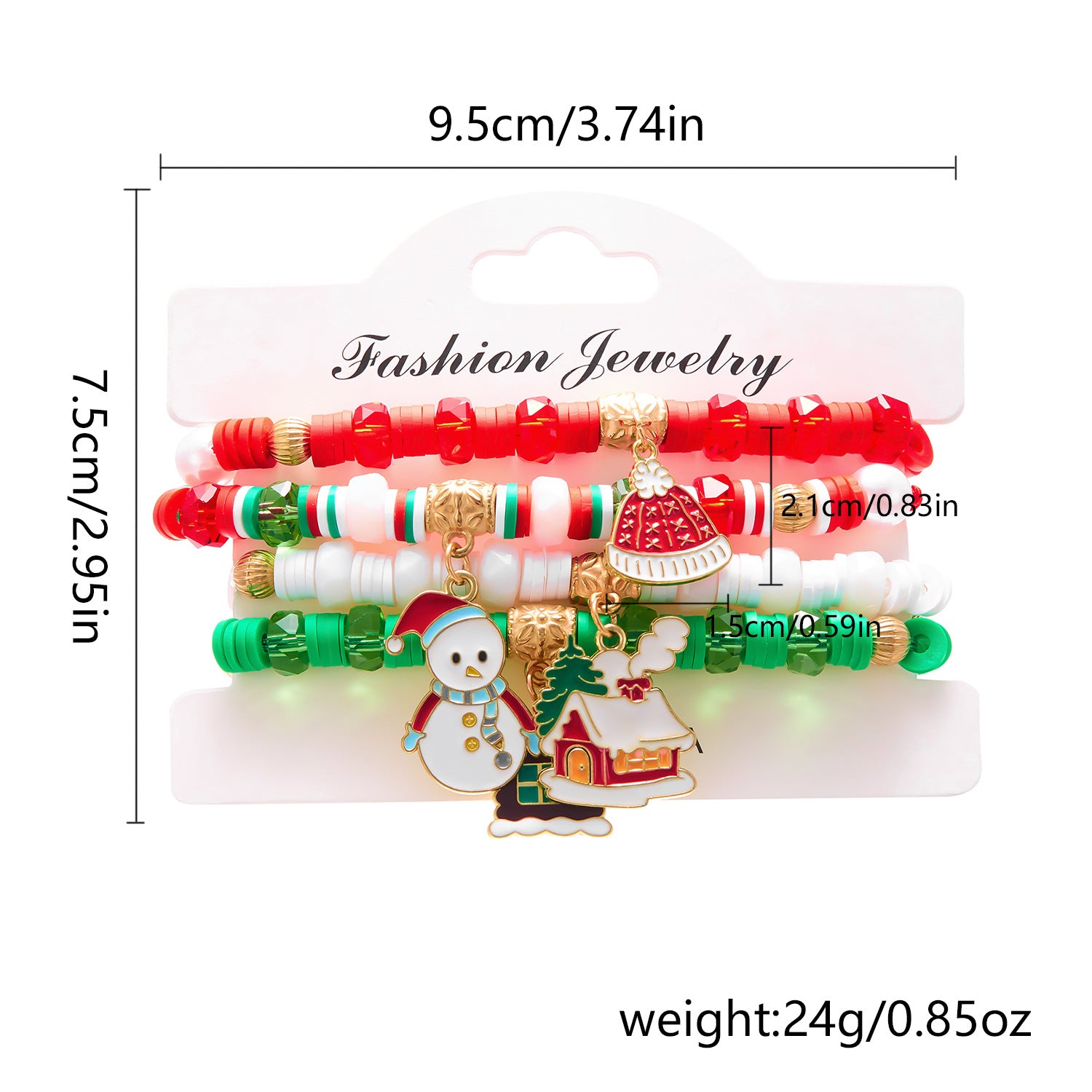 Wholesale Christmas  Antlers Snowman Beaded Bracelet Set