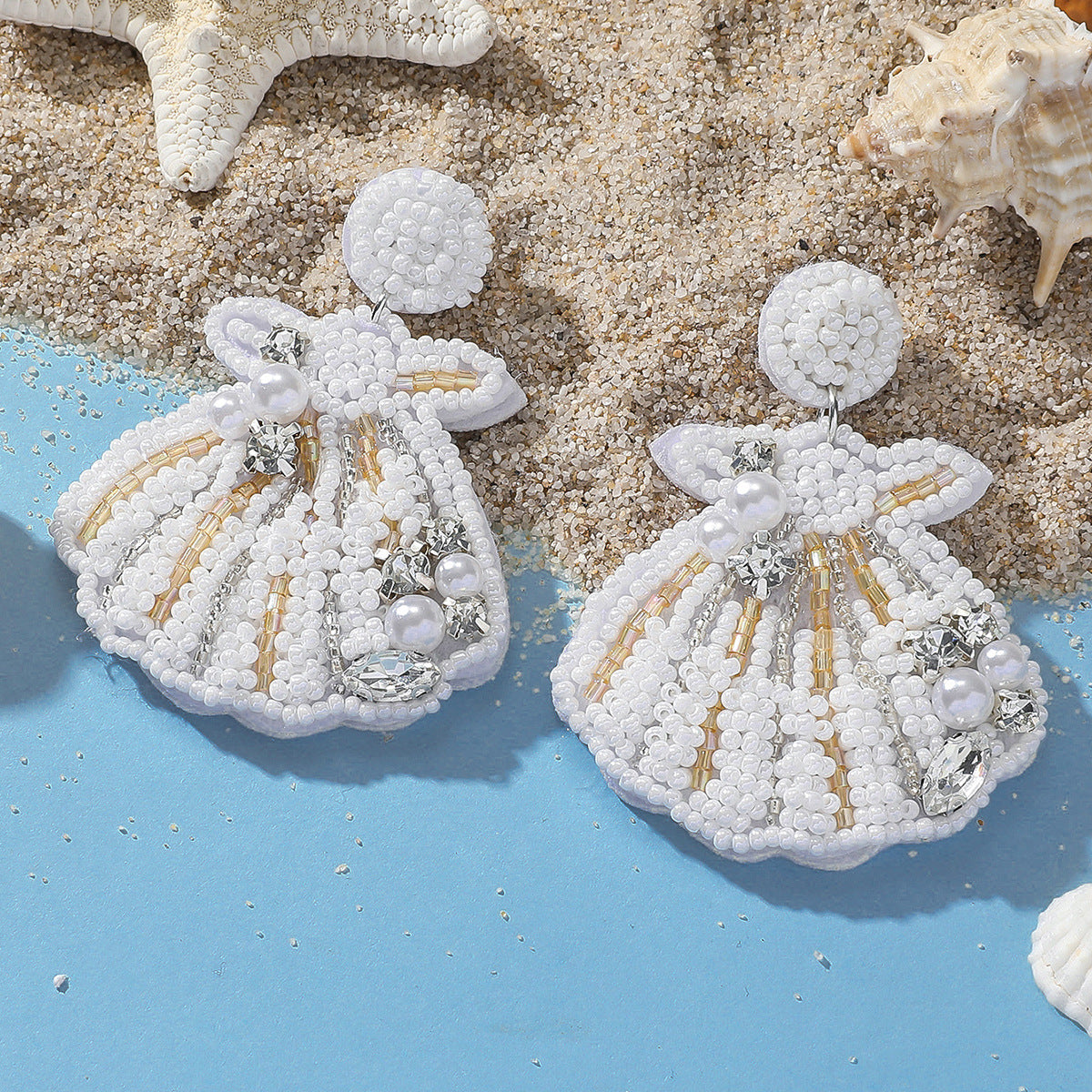 Wholesale Ocean Beach Starfish Seahorse Shell Rice Bead Earrings