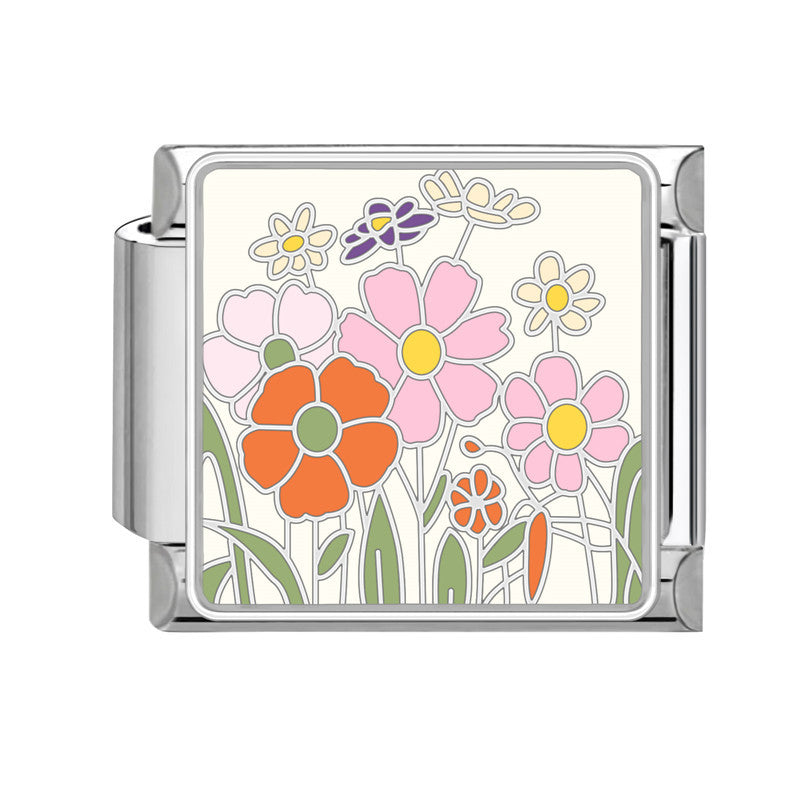 Wholesale Italian Charm Bracelet 9mm DIY Splicing Flowers Stainless Steel Composable Bracelet