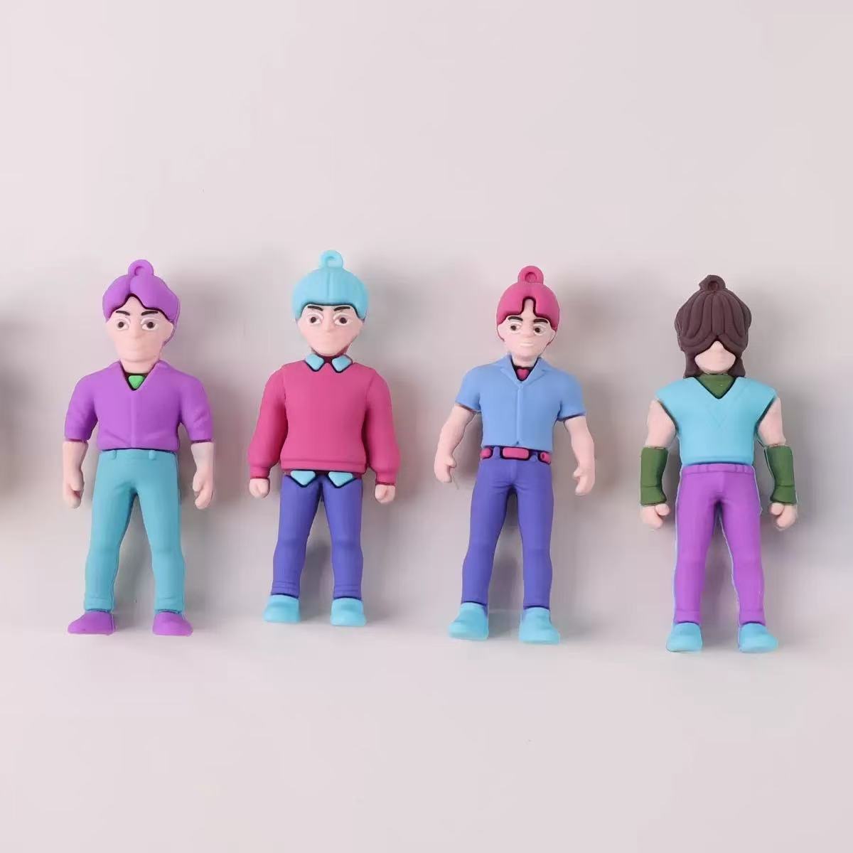 Wholesale PVC soft glue witch hunting girl group surrounding key chain