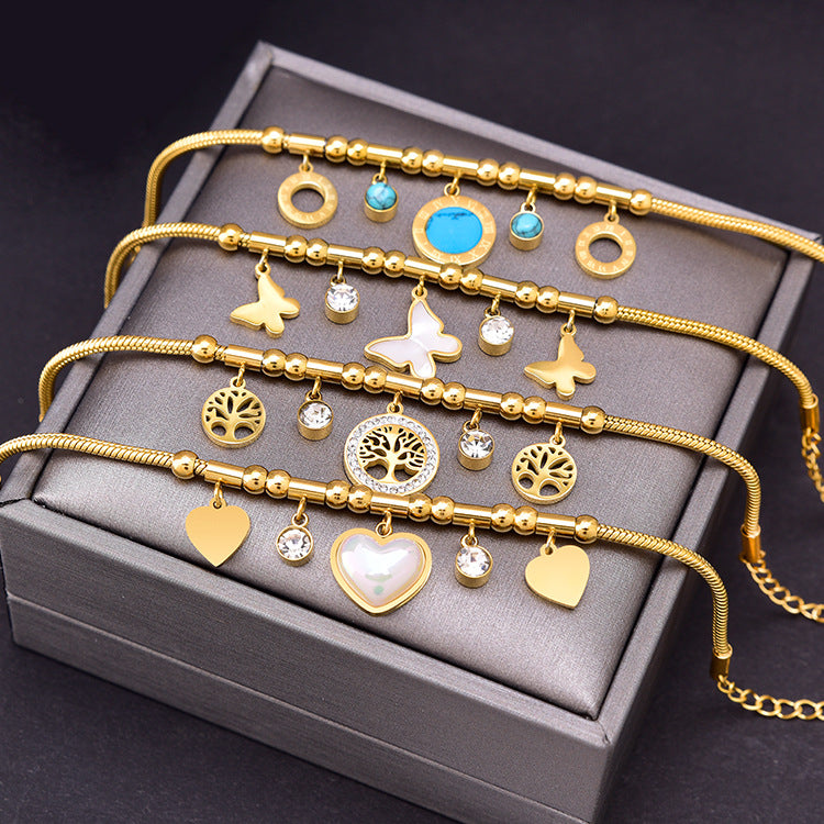 Wholesale Geometric Love Bracelet Shell Butterfly Bracelets Five-pointed Star Titanium Steel Bracelets ACC-BT-JinLang004