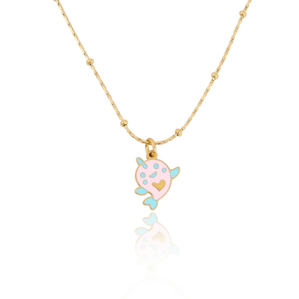 Wholesale Ocean Style Titanium Steel   Enamel Sea Turtle and Starfish Necklace