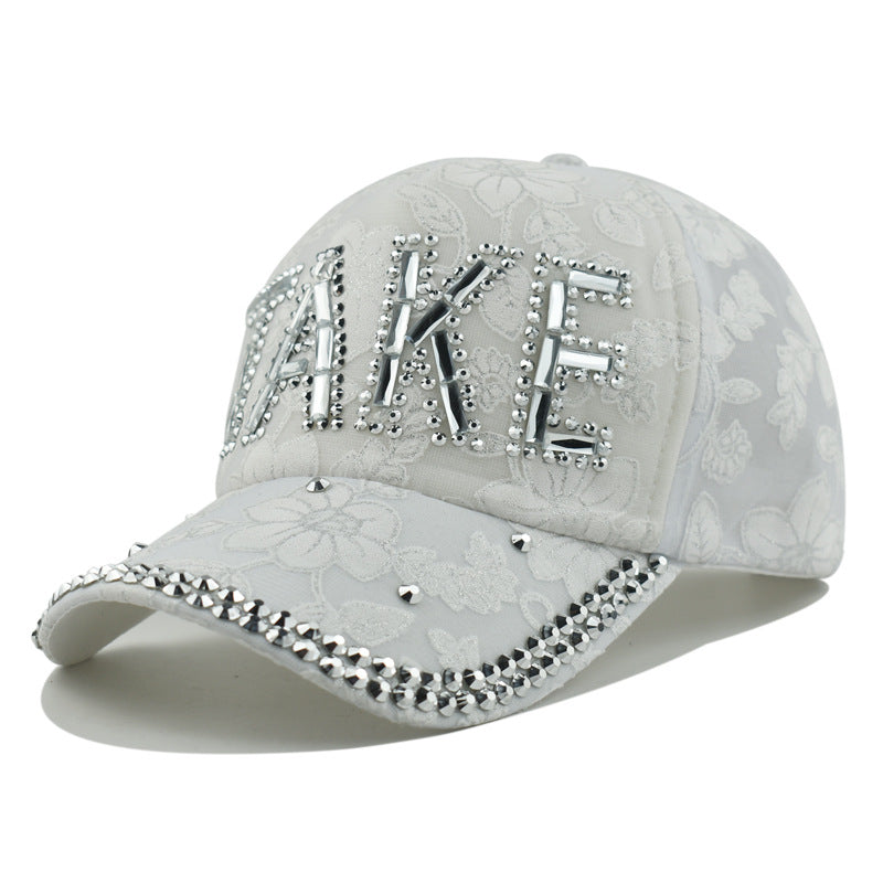Wholesale Rhinestone Lace Flower Baseball Cap