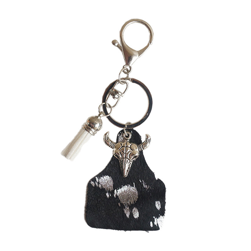 Wholesale of 2pcs/pack Western Fengdezhou Map Horse Hair Genuine Leather Keychain ACC-KC-HY013