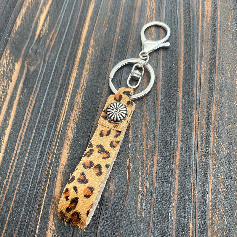 Wholesale Western Style Alloy Leather Pendant Leopard Print Keychain Bulk Keychains ACC-KC-XinChuan005