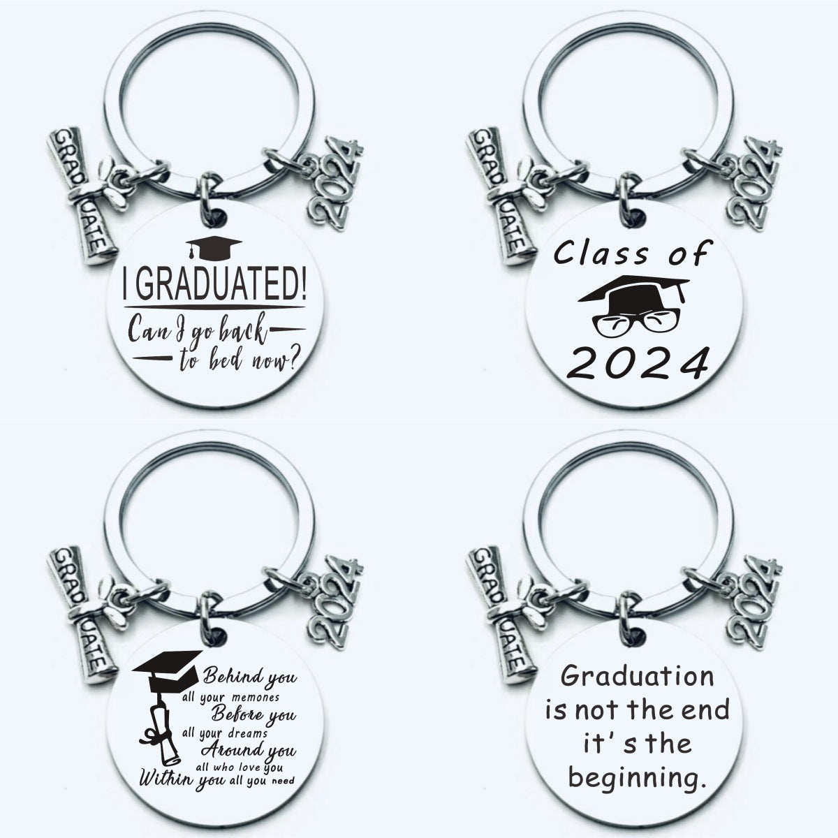 Wholesale Stainless Steel Keychain Round Tag Pendant Engraved Graduation Season Gift ACC-KC-Chenz001