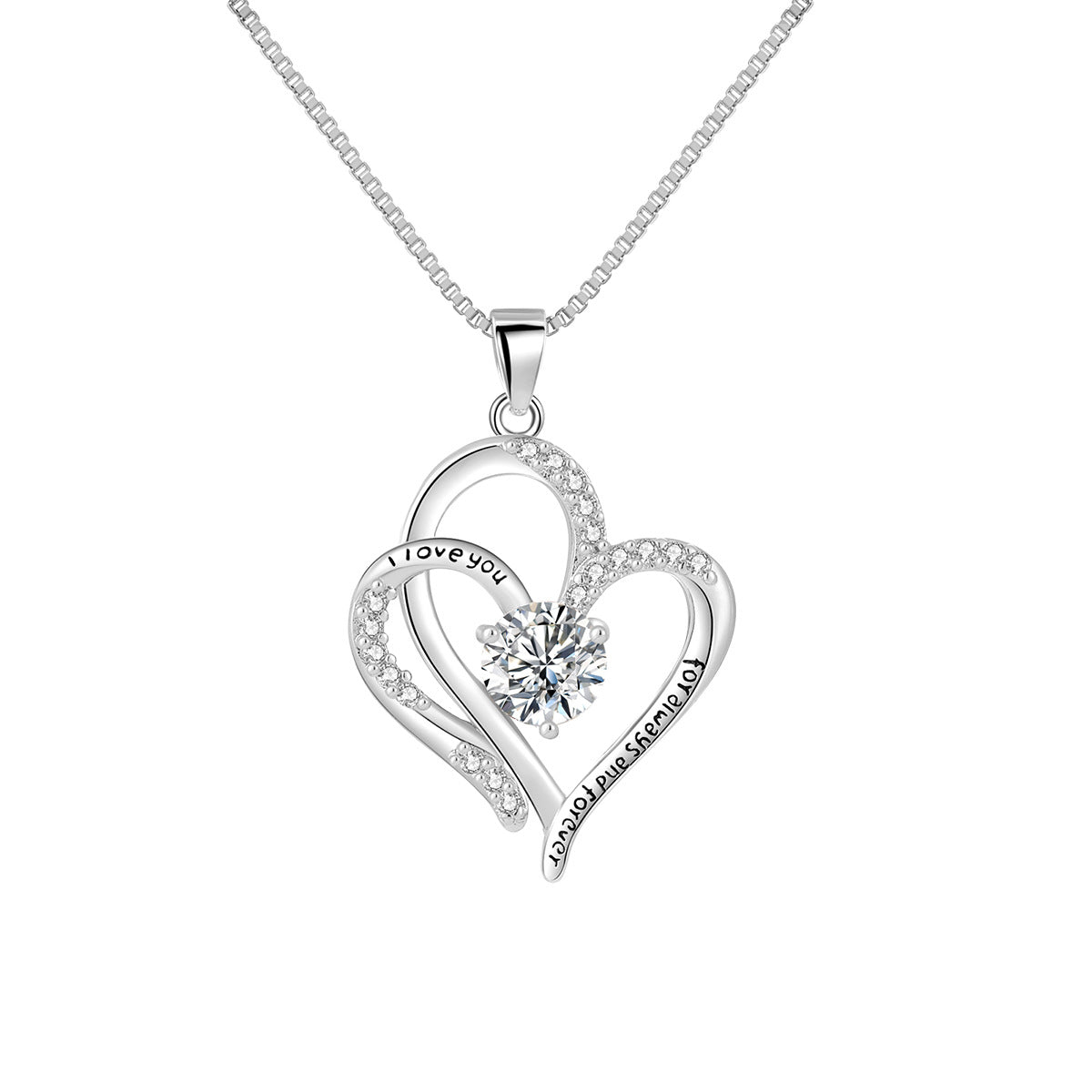 Wholesale Heart-to-Heart Pendant Women's Diamond-encrusted Double Love Necklace