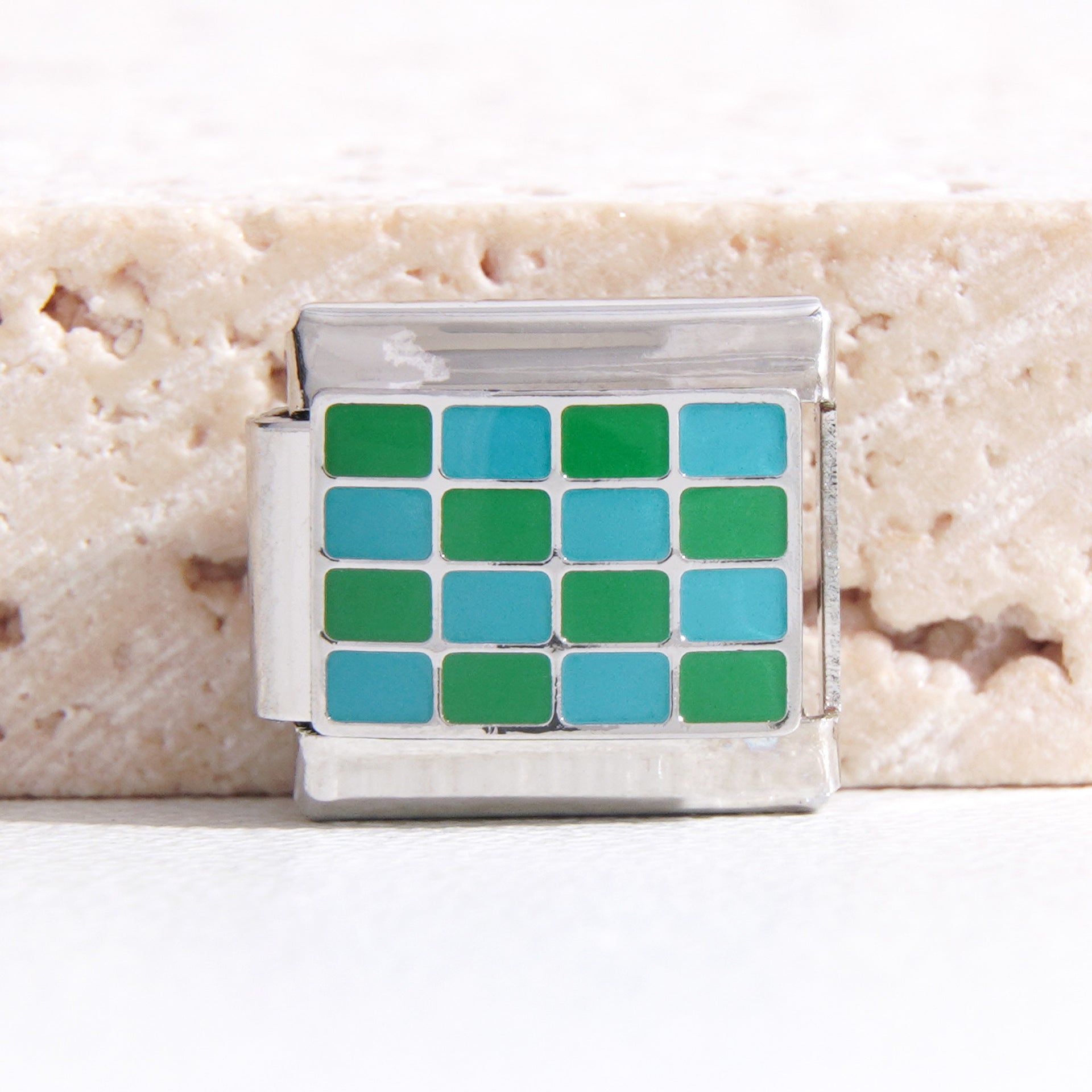 Wholesale Italian Charm Bracelet 9mm DIY Splicing Checkerboard Series Stainless Steel Composable Bracele