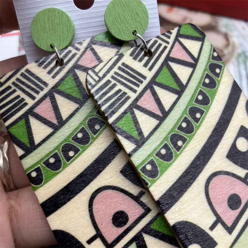 Wholesale Bohemian Resort Style Wooden Long Earrings ACC-ES-FX020