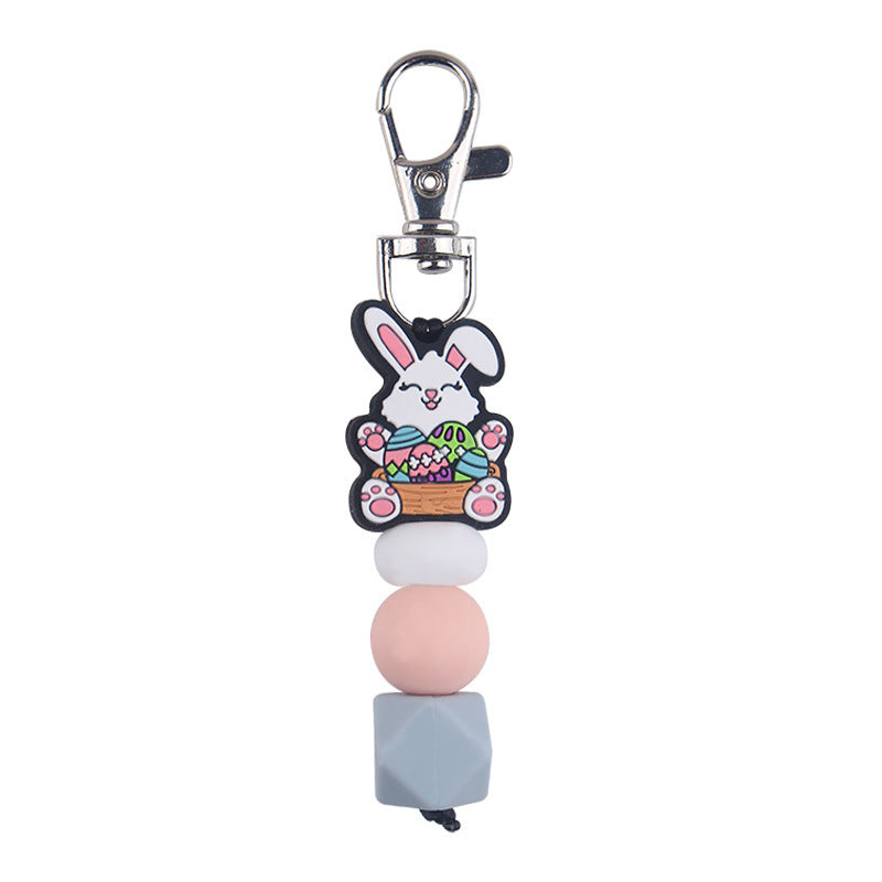 Wholesale Silicone Beaded Bracelet Jewelry Creative DIY Cartoon Rabbit Keychain