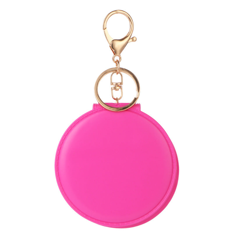 Wholesale Trendy PVC Folding Keychain Mirror Portable Round Makeup Mirror Compact Key Ring Gift Boutique Resale