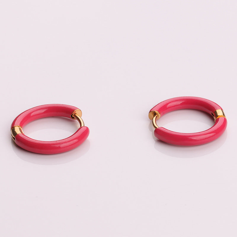 Wholesale Titanium Steel Earrings Multicolor Oil Drop Earrings ACC-ES-RuiX003