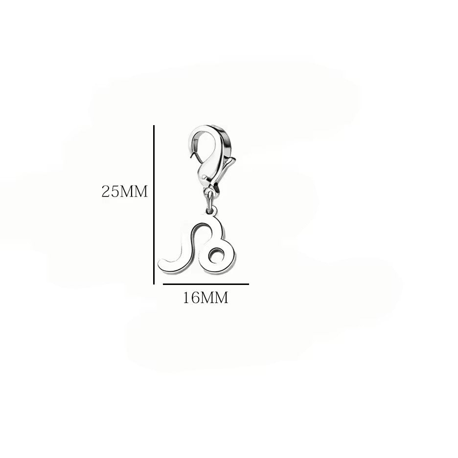 Wholesale Casual Stainless Steel Zodiac Pendant Charms with Lobster Clasp for DIY Jewelry Bracelets Necklaces,  Gift Idea