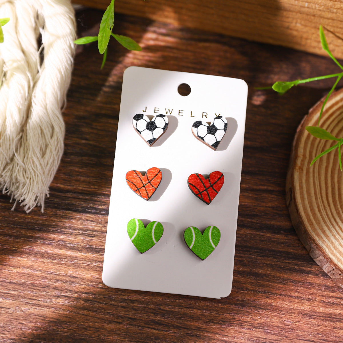 Wholesale Sports Series Baseball Wooden Earrings