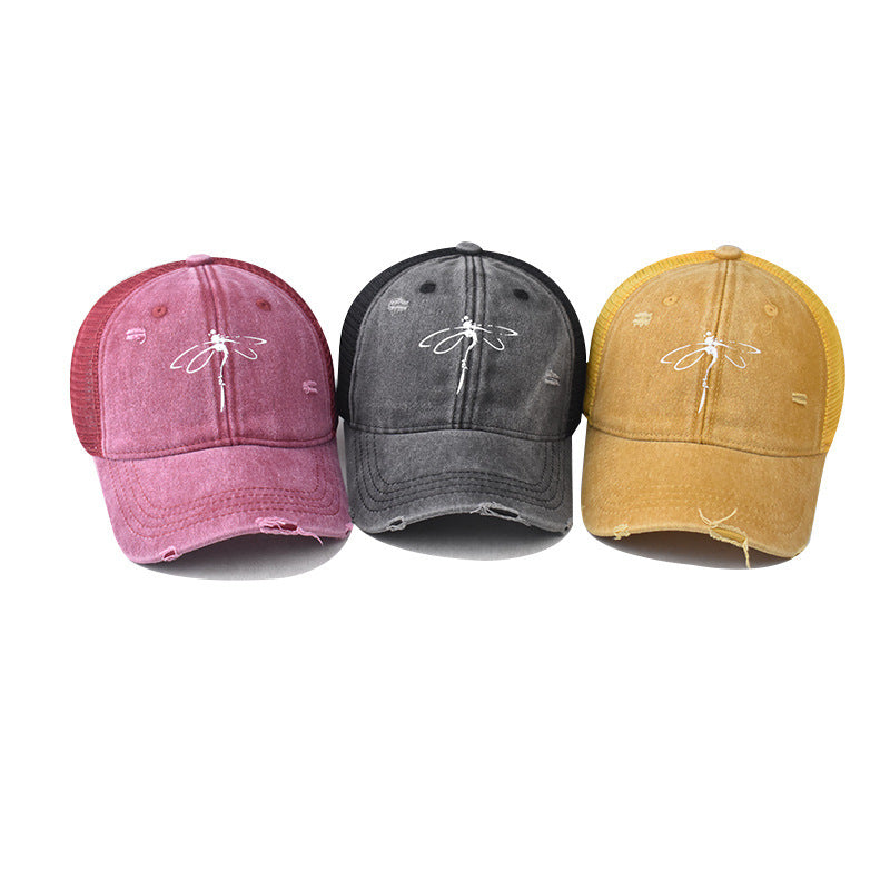 Wholesale Chic Butterfly Navy Blue Baseball Cap Adjustable Sun Protection Summer Resale