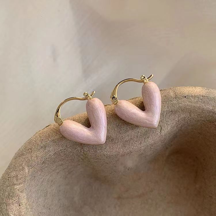 Wholesale Heart Shape Drip Glaze Earrings,  Alloy Ear Studs for Women,  Trendy Love Ear Cuff,  Everyday Wear or Gift