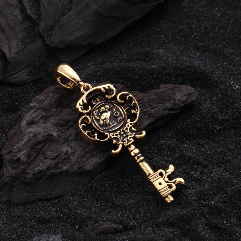 Wholesale Owl Key Pendant Fashion Retro Distressed Versatile Necklace Vintage Necklace ACC-NE-Wanshen006