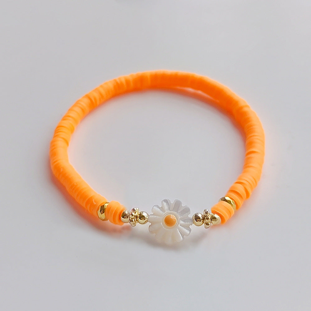 Wholesale bohemian soft clay elastic rope beaded daisy bracelet ACC-BT-Qiqi006