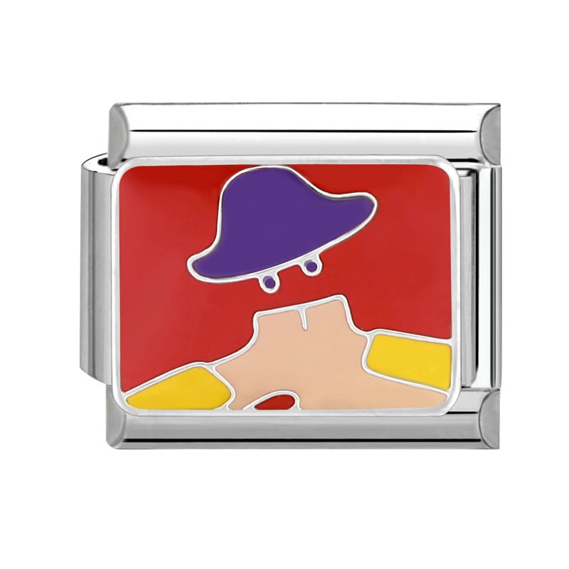 Wholesale Italian modular handmade rainbow heart  DIY Composable Bracelet Charms DIY Bracelets