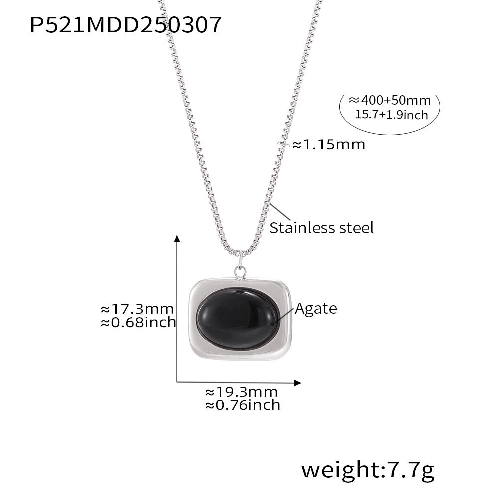 Wholesale Stainless Steel  Natural Black Onyx Earrings Necklace