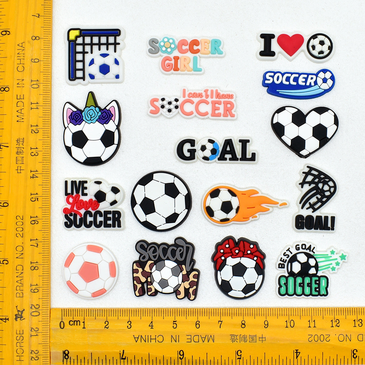 Wholesale Random 100pcs football series  PVC Soft Rubber Shoe Buckle Decoration