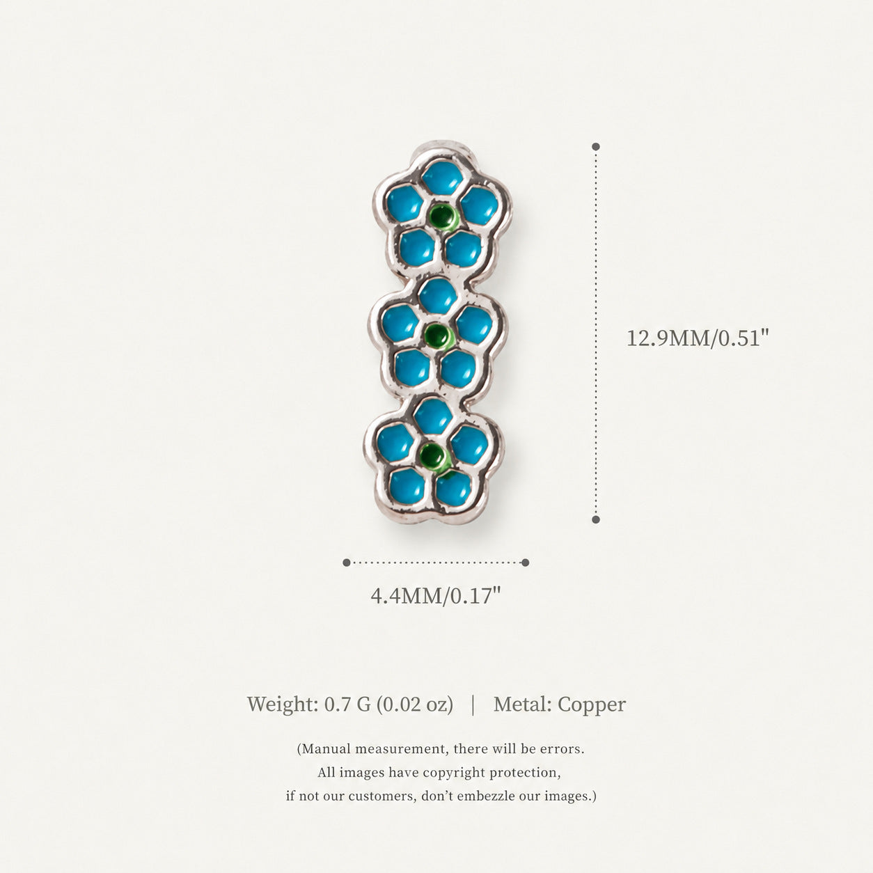 Wholesale Electroplated Copper Flip Flop Charm Blue Flower Pearl Enamel Versatile Decorative Accent For Everyday Wear