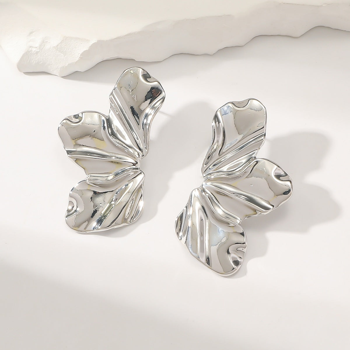 Wholesale Liquid Irregular Leaf Earrings Metal Earrings ACC-ES-CMi017
