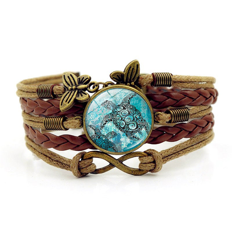 Wholesale  Turtle Dolphin Time Gem Bracelet Unlimited Symbol Butterfly Multi-layer Hand Rope