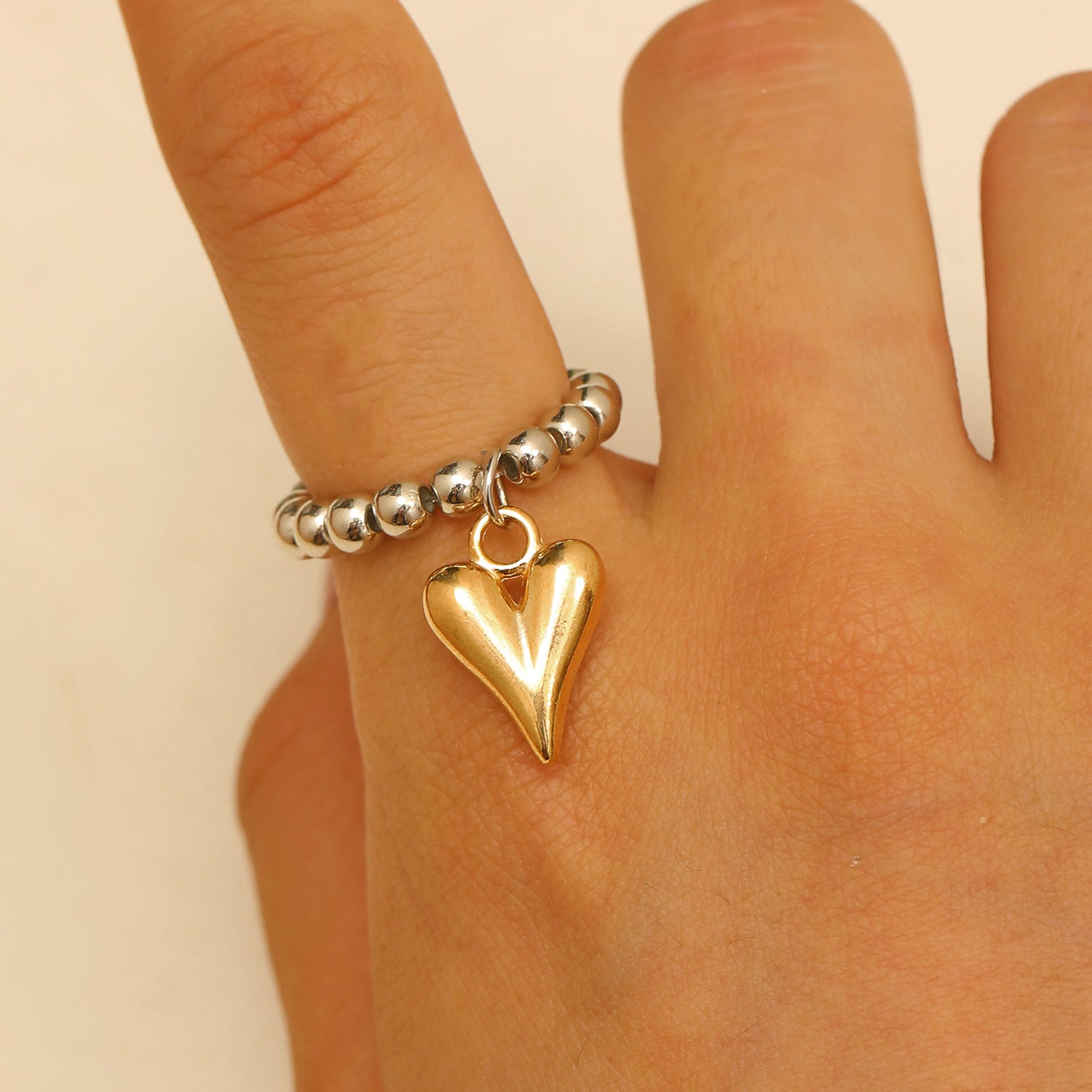 Bracciale con pendente a cuore a catena con perline irregolari retrò all'ingrosso