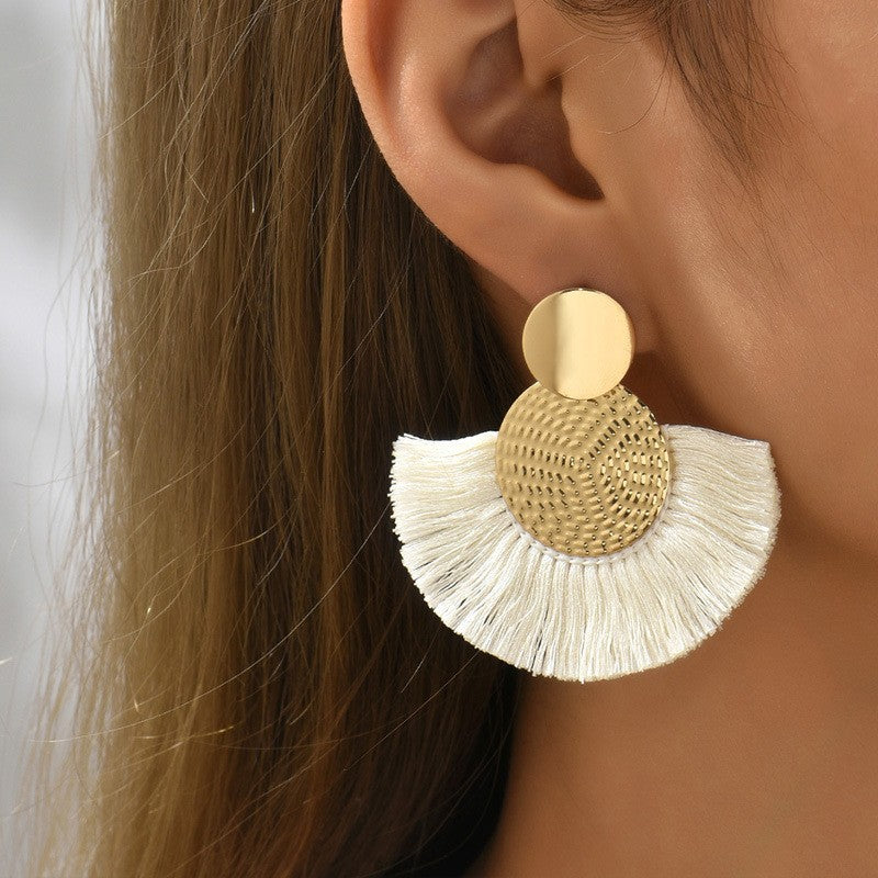Wholesale  Handmade fan-shaped tassels Earrings Bohemian Style Earrings