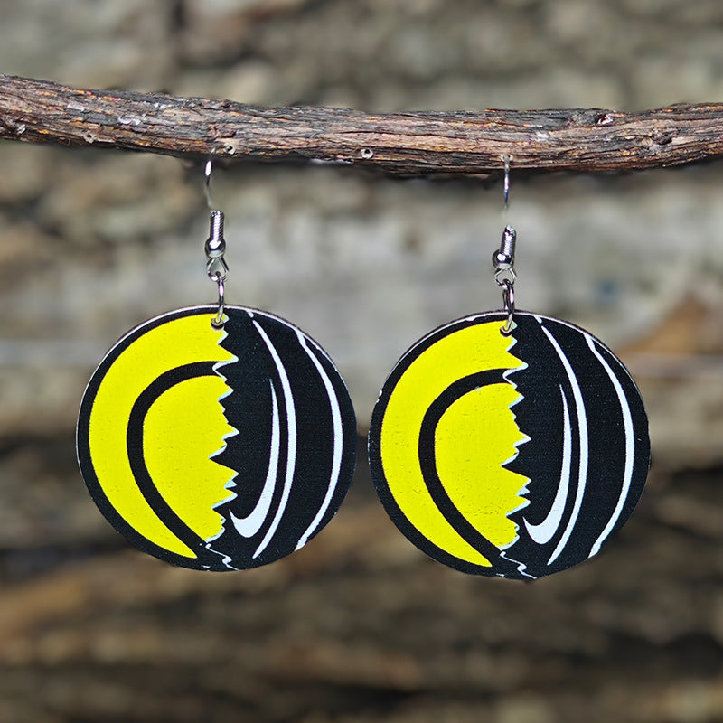 Wholesale Sports Wind Earrings Football Basketball Billiards Baseball Stitching Leopard Earrings